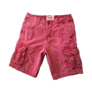 Hollister Mens Cargo Shorts Size 30 Heavy Rare Red Button Closure